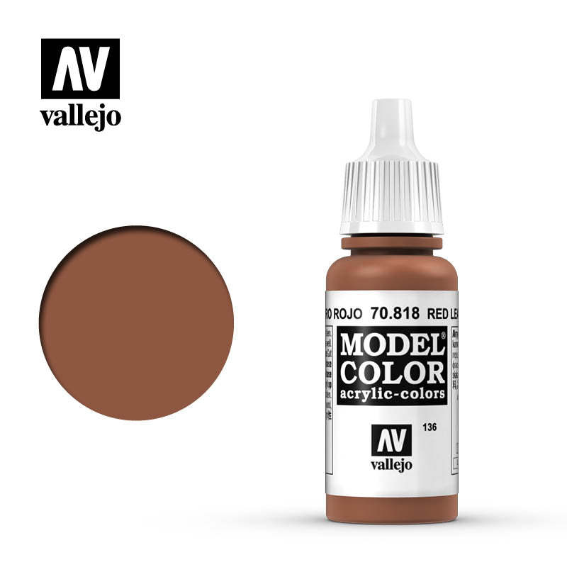 Vallejo Modelcolor 136 Red Leather 17ml Vallejo PAINT, BRUSHES & SUPPLIES