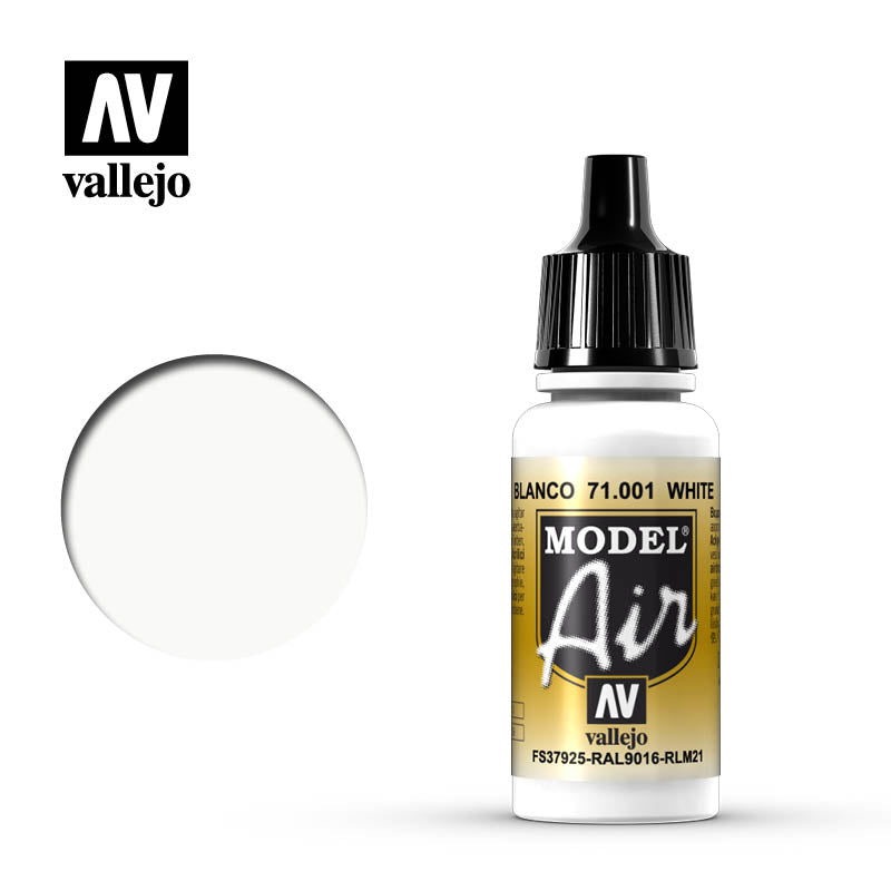 Vallejo Model Air 1 17ml White Vallejo PAINT, BRUSHES & SUPPLIES