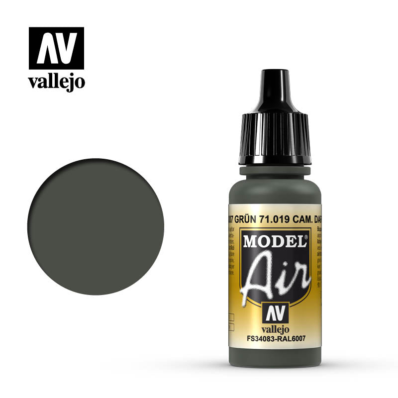 Vallejo Model Air 19 17ml Camouflage Dark Green Vallejo PAINT, BRUSHES & SUPPLIES