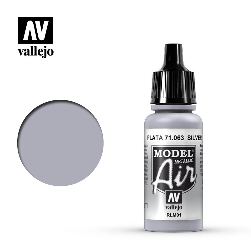 Vallejo Model Air 63 17ml Silver Vallejo PAINT, BRUSHES & SUPPLIES