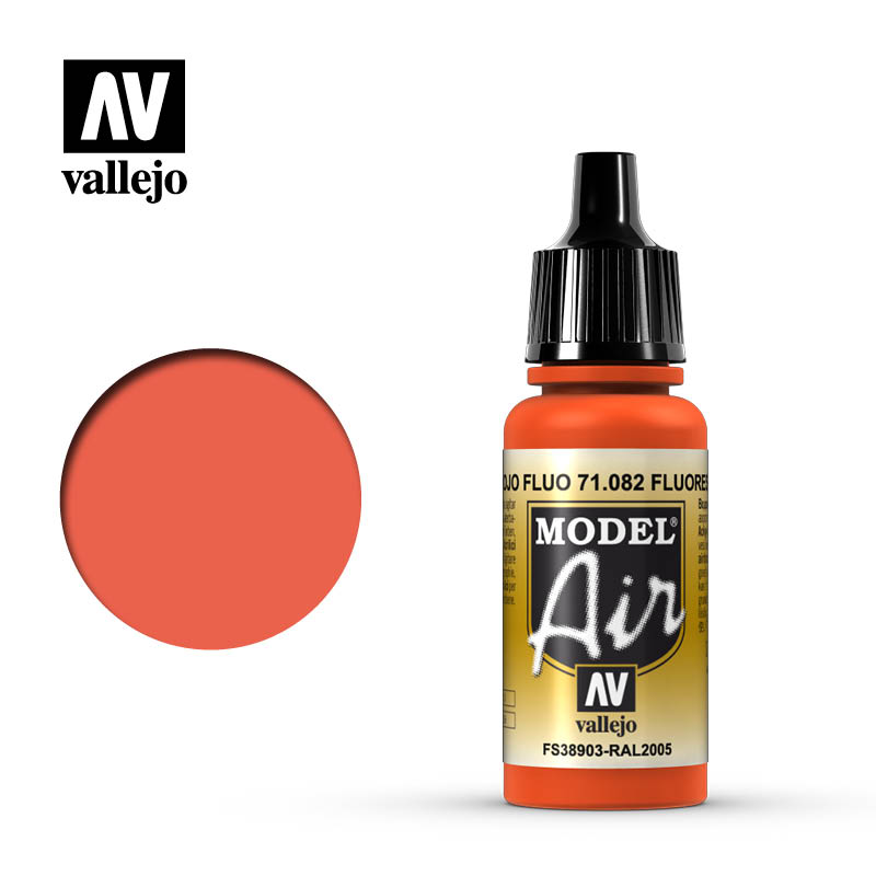 Vallejo Model Air 82 17ml Fluorescent Red Vallejo PAINT, BRUSHES & SUPPLIES
