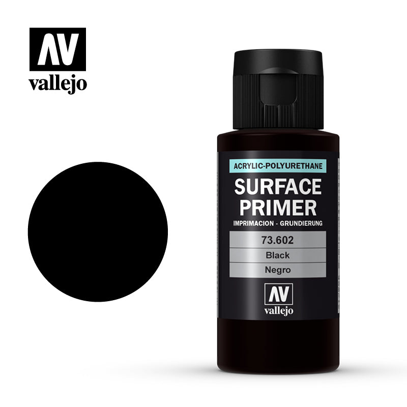 Vallejo Primer Acrylic Polyurethane Black 60ml Vallejo PAINT, BRUSHES & SUPPLIES