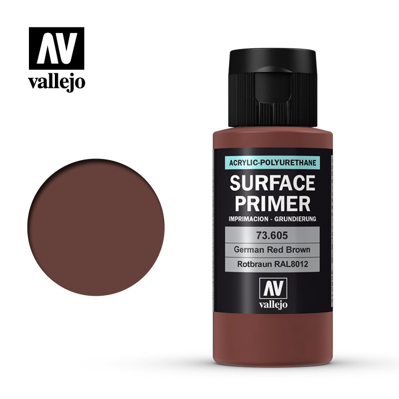 Vallejo Primer Acrylic Polyurethane German Red Brown Ral8012 60ml Vallejo PAINT, BRUSHES & SUPPLIES