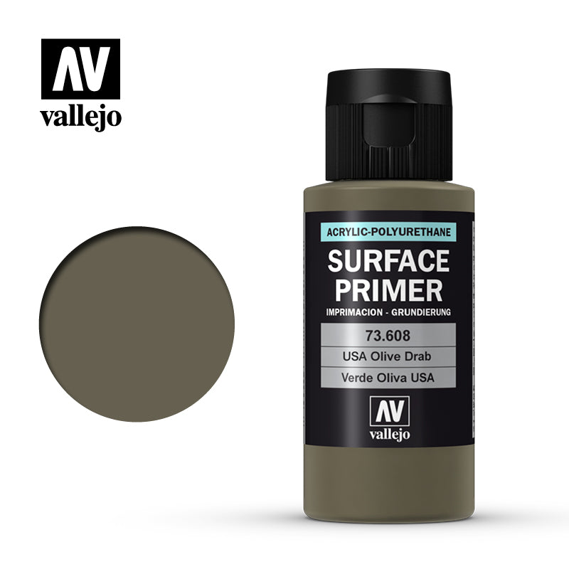 Vallejo Primer Acrylic Polyurethane Us Olive Drab 60ml Vallejo PAINT, BRUSHES & SUPPLIES