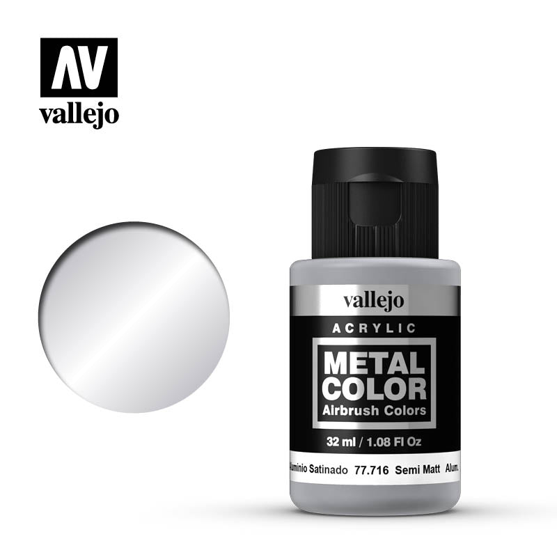 Vallejo Metal Colour Semi Matte Aluminium 32ml Vallejo PAINT, BRUSHES & SUPPLIES