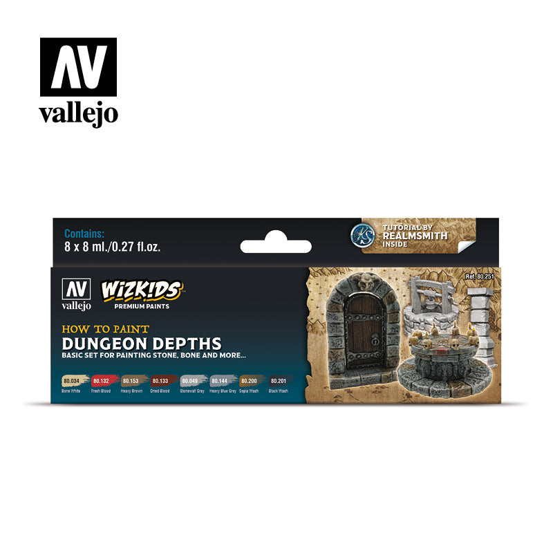 Vallejo 80251 Wizkids Premium set: Dungeon Dephts Acrylic Paint Set (8 Colour Set) Vallejo PAINT, BRUSHES & SUPPLIES