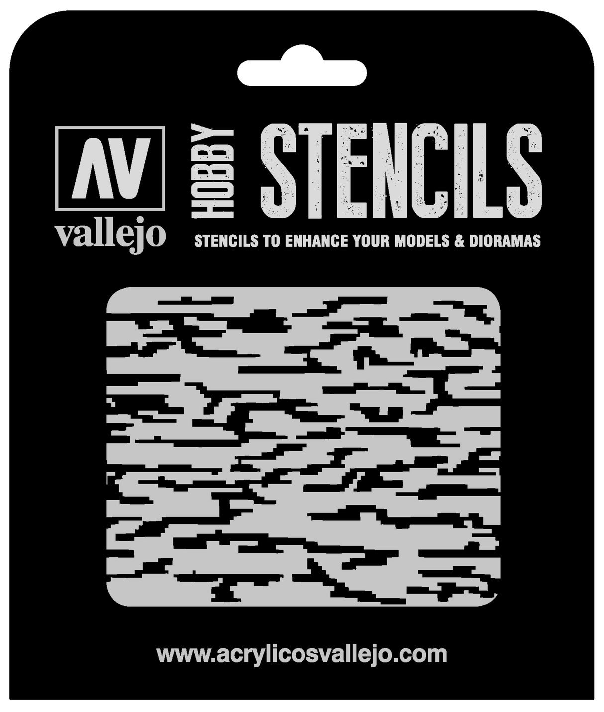 Vallejo ST-CAM004 1/32 Pixelated Modern Camo Stencil Vallejo PAINT, BRUSHES & SUPPLIES