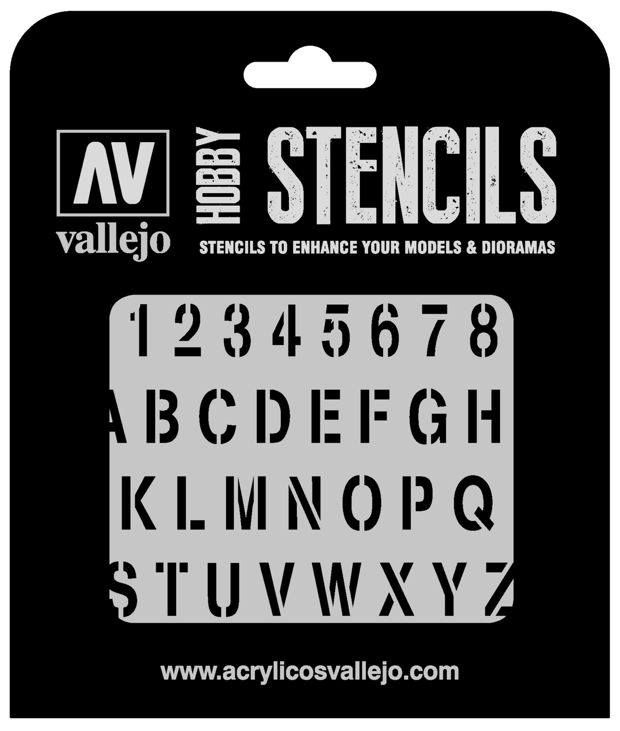 Vallejo ST-LET002 1/35 Stamp Font Stencil Vallejo PAINT, BRUSHES & SUPPLIES