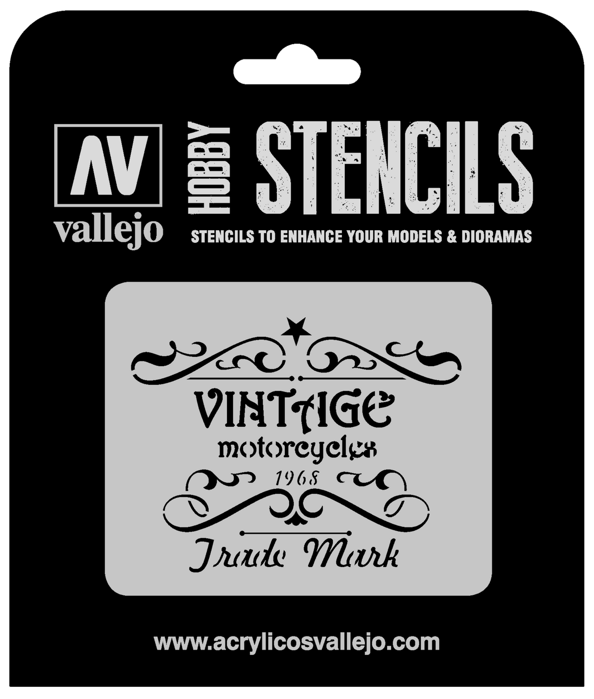 Vallejo ST-LET005 1/35 Vintage Motorcycles Sign Stencil Vallejo PAINT, BRUSHES & SUPPLIES