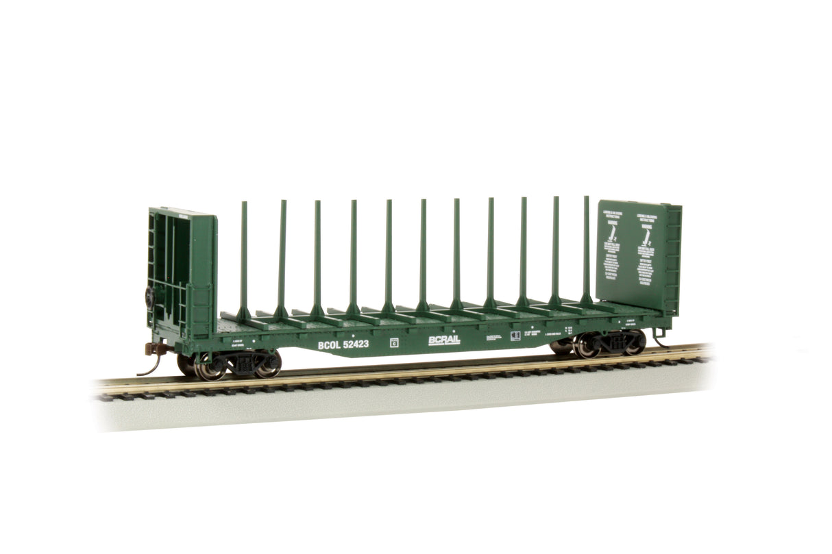 Bachmann 12901 HO 52ft Centre-Beam Flatcar with Bulkheads - BC Rail #52423 - Hobbytech Toys