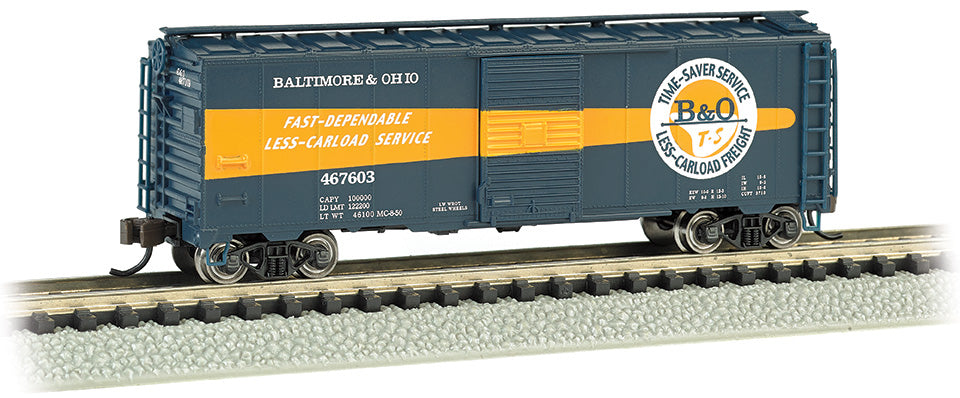 Bachmann 17064 N AAR 40ft Steel Boxcar - Ready to Run - Silver Series(R) - Baltimore & Ohio 467603 (Timesaver Scheme, blue, orange) - Hobbytech Toys