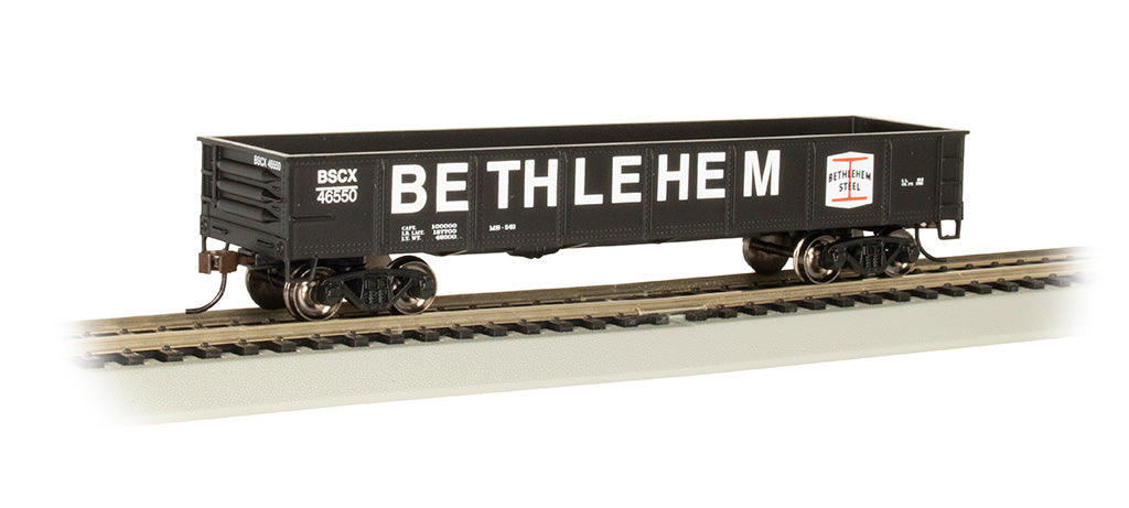 Bachmann 17205 HO 40ft Gondola - Ready to Run - Silver Series(R) - Bethlehem Steel (black, white, red; Billboard Lettering) - Hobbytech Toys