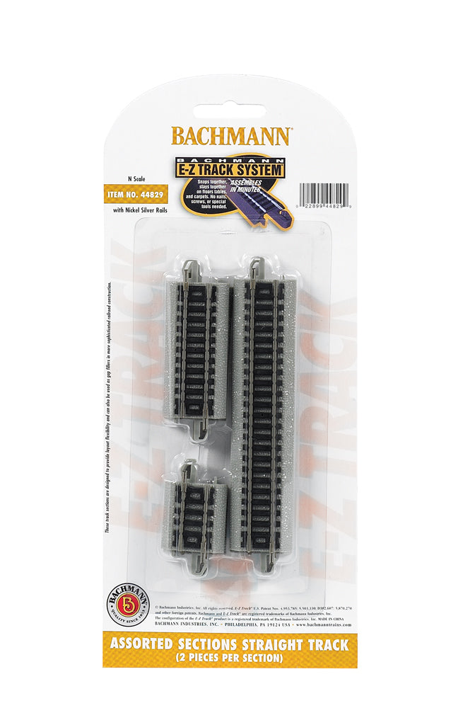 Bachmann 44829 N Asst Sections of Straight Track (2 Ea: 4.50inch; 2.25inch; 1.125inch) - Hobbytech Toys
