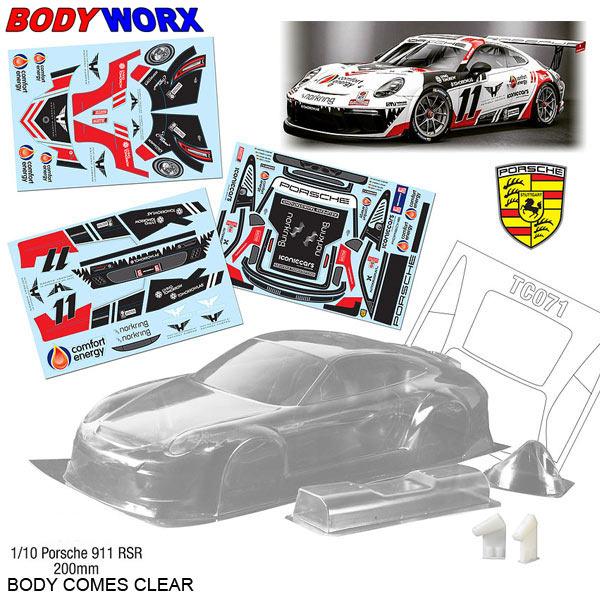 Bodyworx 1/10 Porsche 911 RSR 200mm Clear Body - Hobbytech Toys