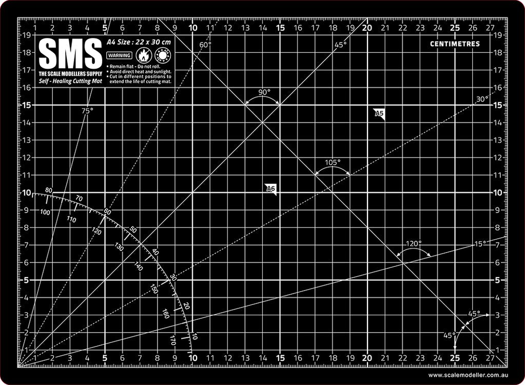 SMS CMAT01 Premium Cutting Mat A4 Black Scale Modellers Supply TOOLS
