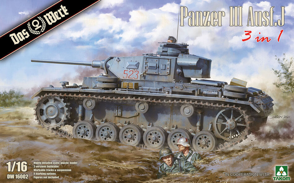 Das Werk 1/16 Panzer III Ausf. J (3 in 1) Plastic Model Kit [DW16002] - Hobbytech Toys