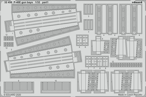Eduard 32456 1/32 P-40E gun bays Photo etched parts Eduard PLASTIC MODELS