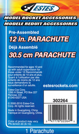 Estes 2264 12inch Parachute Model Rocket Accessory - Hobbytech Toys