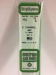 Evergreen 751 Styrene 14" Z Channel 1.5mm / .060" (4pcs) - Hobbytech Toys