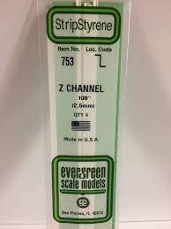 Evergreen 753 Styrene 14" Z Channel 2.5mm / .100" (4pcs) - Hobbytech Toys