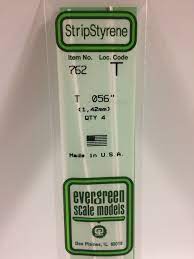 Evergreen 762 Styrene 14" T Profile 1.42mm / .056" (4pcs) - Hobbytech Toys