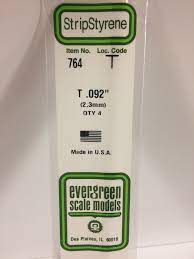 Evergreen 764 Styrene 14" T Profile 2.3mm / .092" (4pcs) - Hobbytech Toys