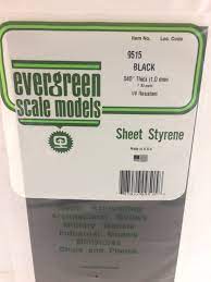 Evergreen Black Styrene Sheets, .04X6X12 (1Mm) (2) - Hobbytech Toys