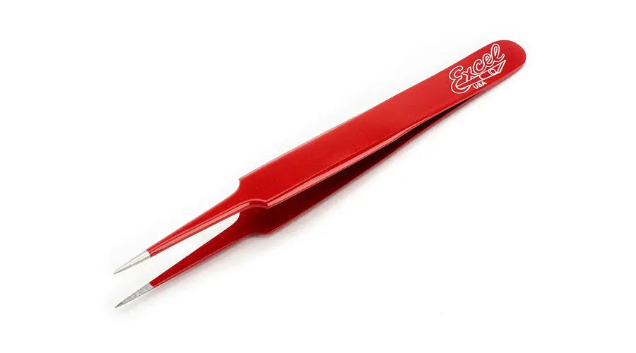 Excel 30427 4.5 Inch Straight Point Tweezers Red Excel TOOLS
