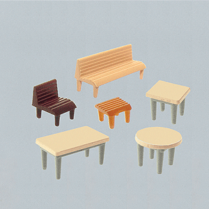 Faller Gmbh N Furniture - 7 Tables, 24 Chairs, 12 Benches Faller Gmbh TRAINS - N SCALE