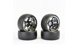 Fastrax 1/10 Drift D1 Tyre & 6 Spoke Black Chrome Wheels (4pcs) - Hobbytech Toys