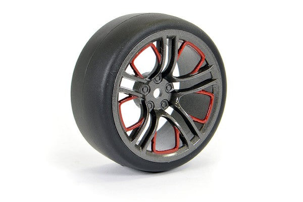 Fastrax 1/10 Drift D1 Tyre & 10 Spoke Wheel Graphite (4pcs) - Hobbytech Toys