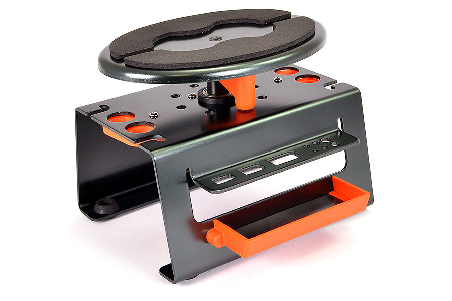 Fastrax Deluxe Aluminium Rotating RC Car Maintenance Stand Grey / Orange - Hobbytech Toys