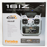 Futaba 16IZ Transmitter w/R7308SB RX Mode 2 - Sleek and modern RC system with digital proportional controls and various features displayed on the product packaging.