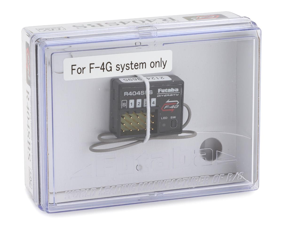 Futaba R404SBS F-4G T-FHSS 4-Channel 2.4Ghz Telemetry Receiver (SR/T-FHSS/S.Bus2) - radio gear product packaged in a clear plastic case.