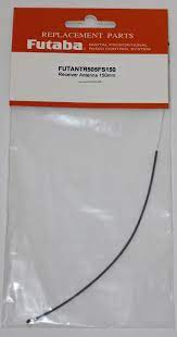 150mm black Futaba 2.4GHz receiver antenna cable on clear plastic packaging.