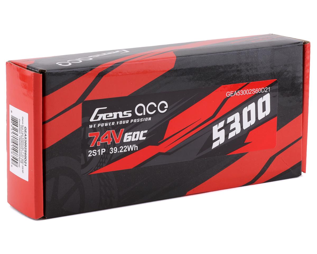 Gens Ace 5300mAh 2S 7.4V 60C Hardcased LiPo Battery with Deans Plug