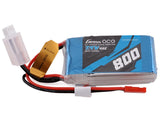 Compact Gens Ace 2S 800mAh 7.4V 45C lipo battery with JST connector for RC models and devices.