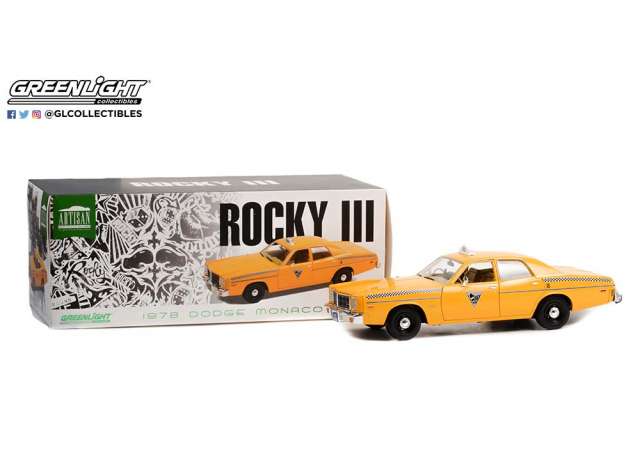 Greenlight 1/18 Rocky III (1982) 1978 Dodge Monaco City Cab Co. Movie Artisan Collection - Hobbytech Toys