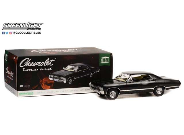 Greenlight 1/18 1967 Chevrolet Impala Sport Sedan - Tuxedo Black Artisan - Hobbytech Toys
