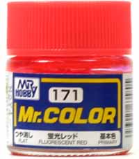Mr Color 171 Semi Gloss Flourescent Red Acrylic 10ml Mr Hobby PAINT, BRUSHES & SUPPLIES