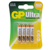Compact pack of GP Ultra Alkaline AAA Heavy Duty Batteries, designed for reliable performance in various electronic devices.