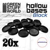 Green Stuff World Hollow Plastic Bases - Black 32mm (20pcs) Green Stuff World PLASTIC MODELS