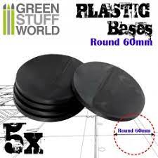 Green Stuff World Plastic Bases - Round 60mm Black (5pcs) - Hobbytech Toys