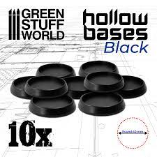 Green Stuff World Hollow Plastic Bases - BLACK 40mm - Hobbytech Toys