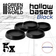 Green Stuff World Hollow Plastic Bases - BLACK 50mm - Hobbytech Toys