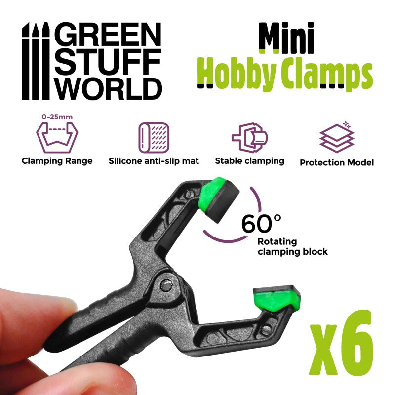 Green Stuff World Mini Hobby Clamps x6 - Hobbytech Toys