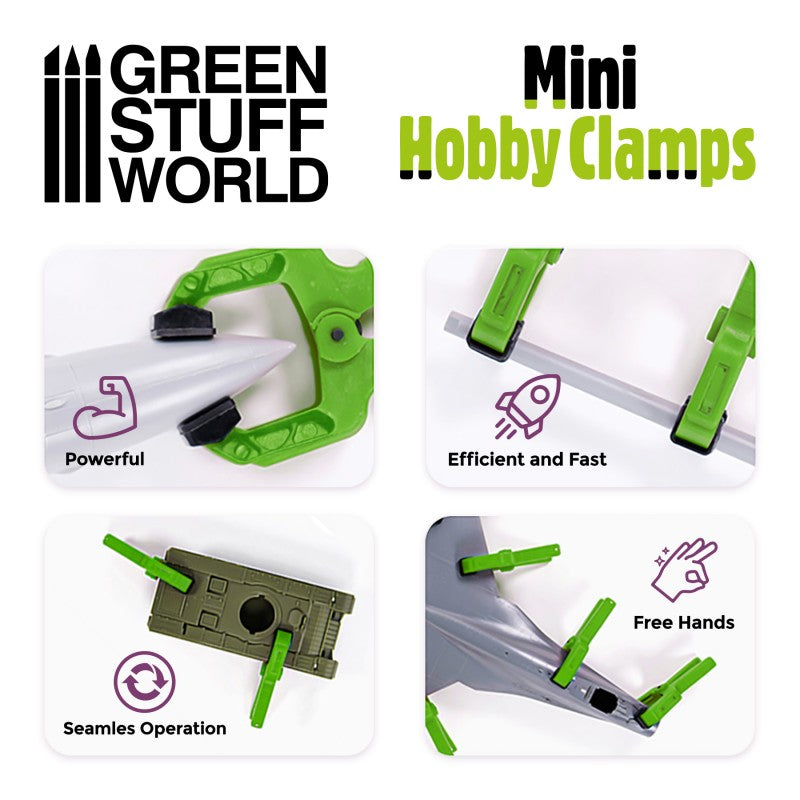 Green Stuff World Mini Hobby Clamps x6 - Hobbytech Toys