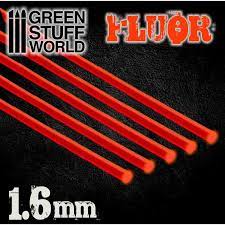 Green Stuff World Acrylic Rods - Round 1.6 mm Fluor RED-ORANGE - Hobbytech Toys