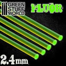 Green Stuff World Acrylic Rods - Round 2.4 mm Fluor GREEN - Hobbytech Toys