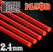 Green Stuff World Acrylic Rods - Round 2.4 mm Fluor RED-ORANGE - Hobbytech Toys